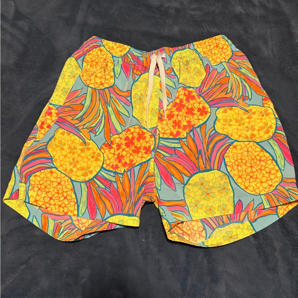 chubbies Neon Pineapple Swim Trunks - Pink, Yellow & Teal